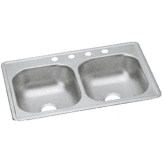 33X19 X 6.5" ADA DBL BOWL SINK 22 GAU