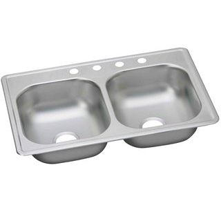 33X19 DOUBLE BOWL SATIN 8" DP 20 GAUG